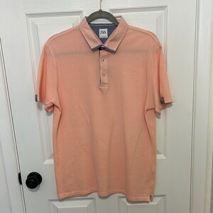Zara Men's Peach Polo Short Sleeve Shirt